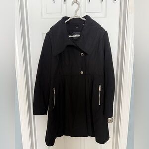 Guess Black Trench Coat with Silver Accents